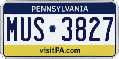 PA license plate MUS3827
