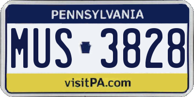 PA license plate MUS3828