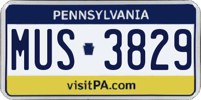 PA license plate MUS3829