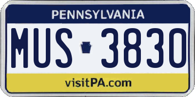 PA license plate MUS3830