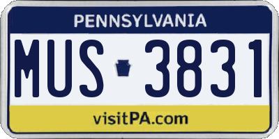 PA license plate MUS3831
