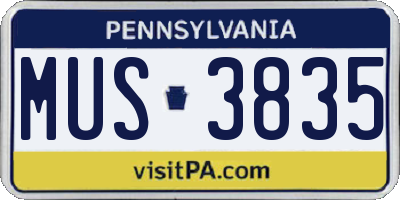 PA license plate MUS3835