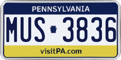 PA license plate MUS3836