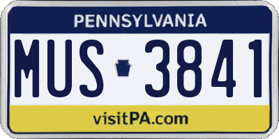 PA license plate MUS3841