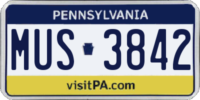 PA license plate MUS3842