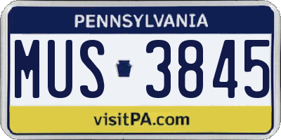 PA license plate MUS3845