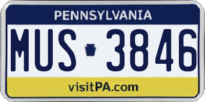 PA license plate MUS3846