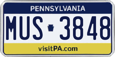 PA license plate MUS3848
