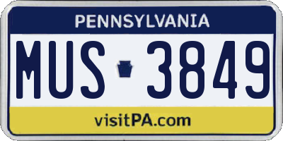 PA license plate MUS3849