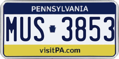 PA license plate MUS3853