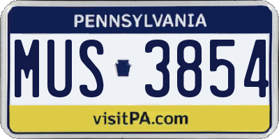 PA license plate MUS3854