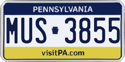 PA license plate MUS3855