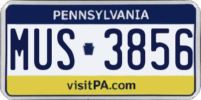 PA license plate MUS3856