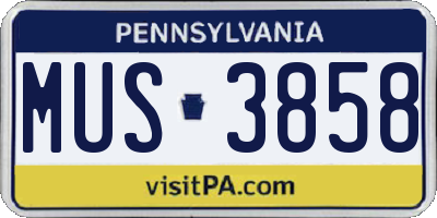 PA license plate MUS3858