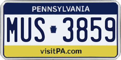 PA license plate MUS3859