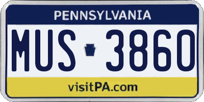 PA license plate MUS3860
