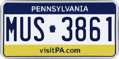 PA license plate MUS3861