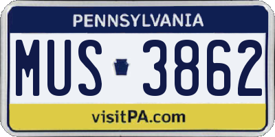 PA license plate MUS3862