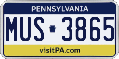 PA license plate MUS3865
