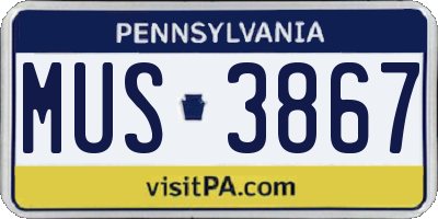PA license plate MUS3867