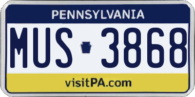 PA license plate MUS3868