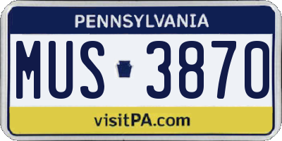 PA license plate MUS3870