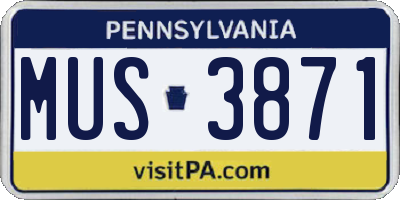 PA license plate MUS3871