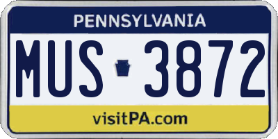 PA license plate MUS3872