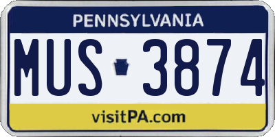 PA license plate MUS3874