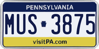 PA license plate MUS3875