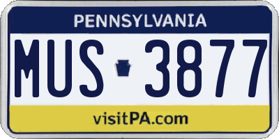 PA license plate MUS3877