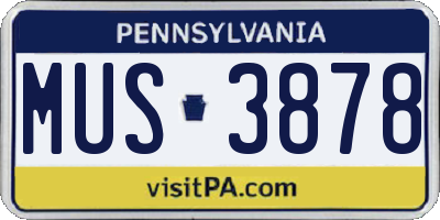 PA license plate MUS3878