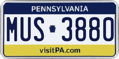 PA license plate MUS3880