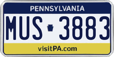 PA license plate MUS3883