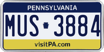 PA license plate MUS3884