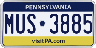 PA license plate MUS3885