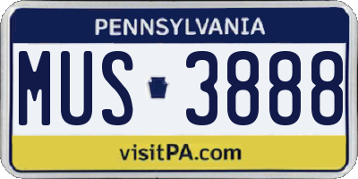 PA license plate MUS3888