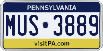 PA license plate MUS3889