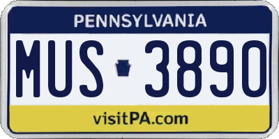 PA license plate MUS3890