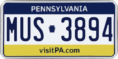 PA license plate MUS3894