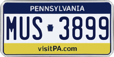PA license plate MUS3899