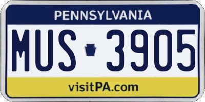 PA license plate MUS3905