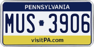 PA license plate MUS3906