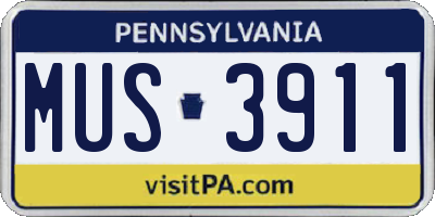 PA license plate MUS3911