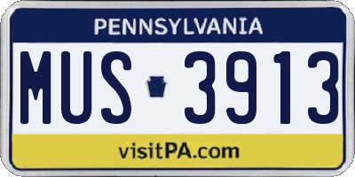 PA license plate MUS3913
