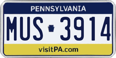 PA license plate MUS3914