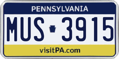 PA license plate MUS3915