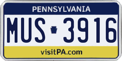 PA license plate MUS3916