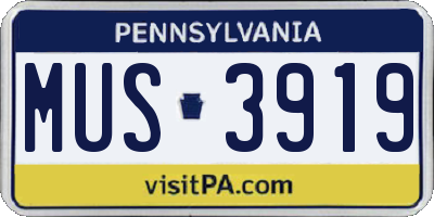 PA license plate MUS3919