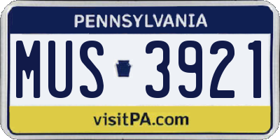 PA license plate MUS3921